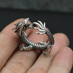 Silberner Ring Mushu RPG LARP