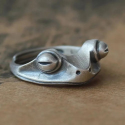 Silberner Ring Ring Frosch...