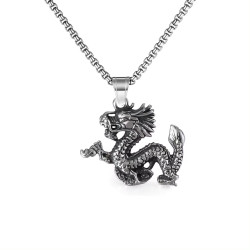 Silberne Halskette Drachen...