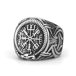 Silberner Ring Vegvísir LARP