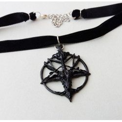 Schwarze Halskette Baphomet...